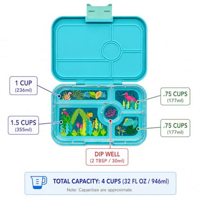 Yumbox Tapas Leakproof Bento Box, 5 Compartments, Antibes Blue | Large Capacity Design | Removable Compartment Tray | Easy-Open Single Latch | Ideal for Teens & Adults | Dishwasher-Safe Tray - color: Antibes Blue