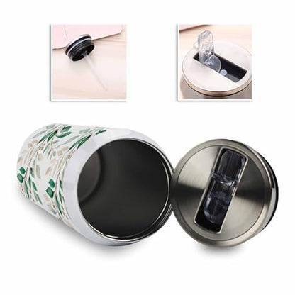 T&H XHome Spring Leaf 10oz Stainless Steel Tumbler with Lid & Straw-Double Wall Vacuum Insulated Travel Mug Green Leaves Summer Berries Water Bottle Coffee Beverage Drinks Cup - size: 10 Ounces
