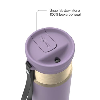 Contigo SnapSeal 473.2ml(16온스) 스테인리스 스틸 진공 단열 물병, 누출 방지 자동 닫힘 뚜껑(빨대 호환) 및 휴대용 스트랩, BPA 프리 및 납 프리, 식기세척기 사용 가능 - color: 퍼플 당근 샴페인, size: 16온스