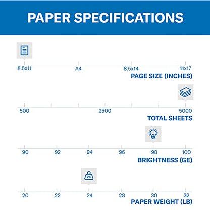 Hammermill Printer Paper, Premium Laser Print 24 lb, 3 Hole - 10 Ream (5,000 Sheets) - 98 Bright, Made in the USA, 107681C - size: 10 Ream | 5000 Sheets, style: 3 Hole (8.5x11)