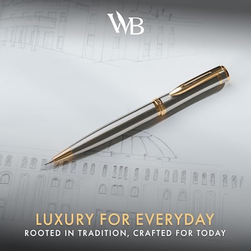 Wordsworth and Black Mechanical Pencil Graphite Lead- Stunning Luxury Metal Pencil, Silver Chrome 24K Gold Finish, 0.7mm Led, Best Gift Set for Men & Women, Professional Executive Office Pencils - color: Silver Gold