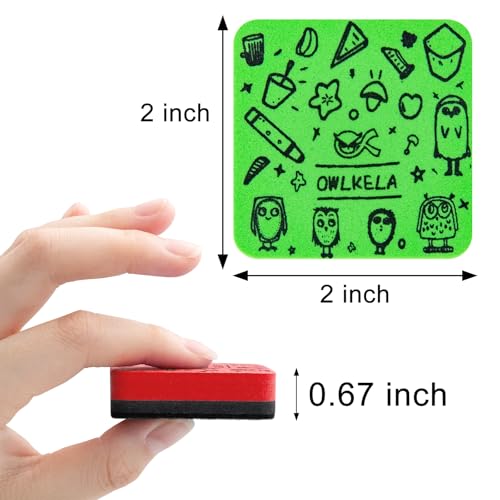 OWLKELA 30Pcs Dry Erase Erasers, Magnetic Whiteboard Eraser, Mini Whiteboard Cleaning Pads for Classroom, Office and Home, Red&Green - color: Green & Red, size: 30 Pcs