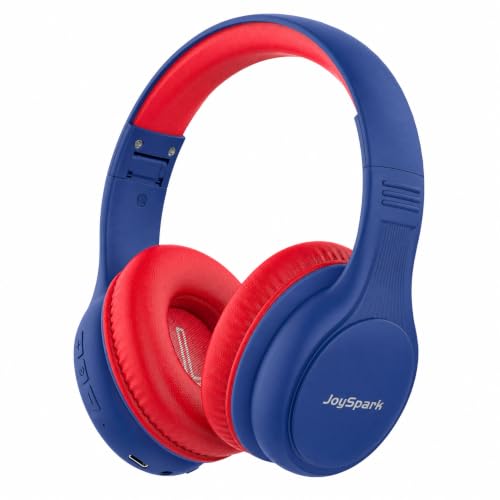 JoySpark Kids Bluetooth Headphones, 60 Hours Playtime, Bluetooth 5.4 Kids Headphones Wireless, Type-C Fast Charging, 85/94dB Volume Limited, Foldable Toddler Wireless Headsets with Mic (Blue Red) - color: Blue Red