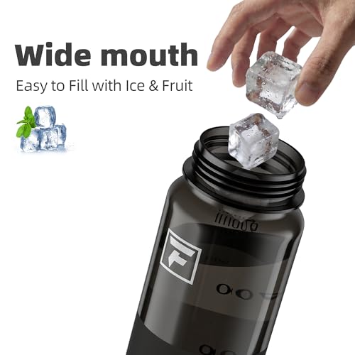Fanhaw 32 oz Clear Water Bottle with Straw Lid - Tritan, BPA-Free, Lightweight, Wide Mouth, Leak-Proof, Perfect for Gym, Travel, School, Office, and Sports(Black) - color: Black