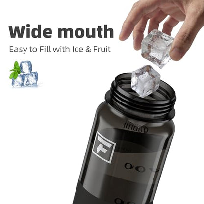 Fanhaw 32 oz Clear Water Bottle with Straw Lid - Tritan, BPA-Free, Lightweight, Wide Mouth, Leak-Proof, Perfect for Gym, Travel, School, Office, and Sports(Black) - color: Black