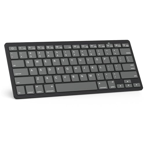 OMOTON Ultra-Slim Bluetooth Keyboard for iPad 11th/10th/9th/8th/7th, iPad Pro/Air/Mini and iPhone Series, Wireless iOS Keyboard with 12 Multimedia Keys for Office, School, Graphite Black & Gray - color: Graphite Black & Gray