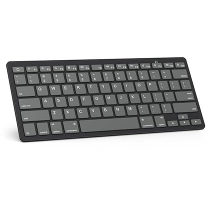 OMOTON Ultra-Slim Bluetooth Keyboard for iPad 11th/10th/9th/8th/7th, iPad Pro/Air/Mini and iPhone Series, Wireless iOS Keyboard with 12 Multimedia Keys for Office, School, Graphite Black & Gray - color: Graphite Black & Gray