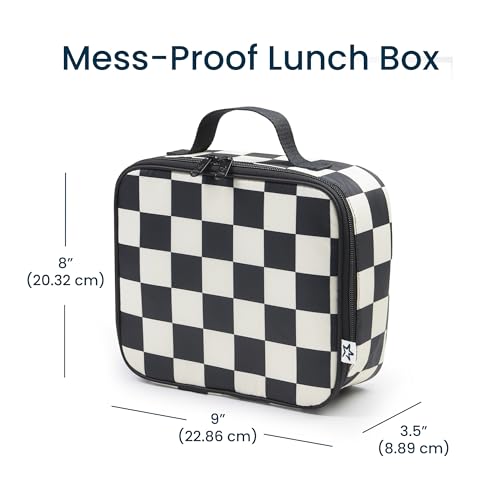 Tiny Twinkle Insulated Lunch Box for Girls and Boys | Durable and Reusable for School & Travel | Ages 3 and Up | Waterproof and Easy to Clean | PFAs and BPA Free（Black Checkers） - color: Black Checkers