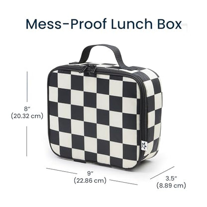 Tiny Twinkle Insulated Lunch Box for Girls and Boys | Durable and Reusable for School & Travel | Ages 3 and Up | Waterproof and Easy to Clean | PFAs and BPA Free（Black Checkers） - color: Black Checkers