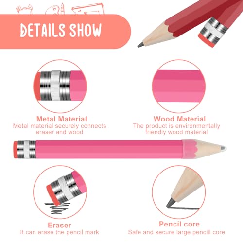 Fainne 15 Pcs Jumbo Pencils for Prop 13.4 Inch Wood Giant Pencil with Cap Big Funny Novelty Gift for Kids Back to School School Classroom Reward Supplies Teachers Students Gifts, 5 Colors