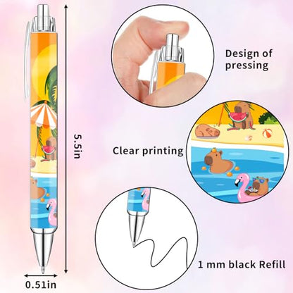 Idealmuzik 8 Pack Capybara Pens – Cute Animal Pens with Unique Capybara Designs, Smooth Writing Ink Pens for School, Office, Journaling - style: Capybara