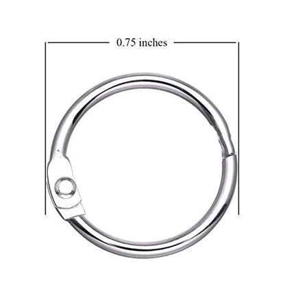 Antner 100Pcs Loose Leaf Binder Rings, 0.75" Diameter, Nickel Plated Metal Book Paper Rings Clips Keychain Keyrings for Index Cards, Flashcards, Notebooks, Photos, Scrapbooks, Home Office Supplies - size: 0.75 Inch-100 Pieces