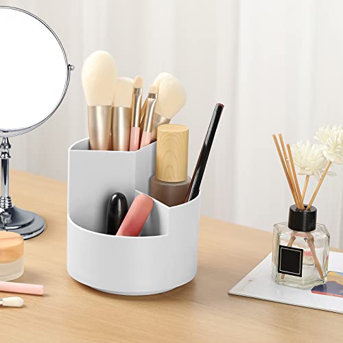 Desk Pencil Pen Holder, 3 Slots 360-Degree Spinning Organizers, Desktop Storage Stationery Supplies, Cute Cup Pot for Office, School, Art Supply, Kids - Gray - color: Gray