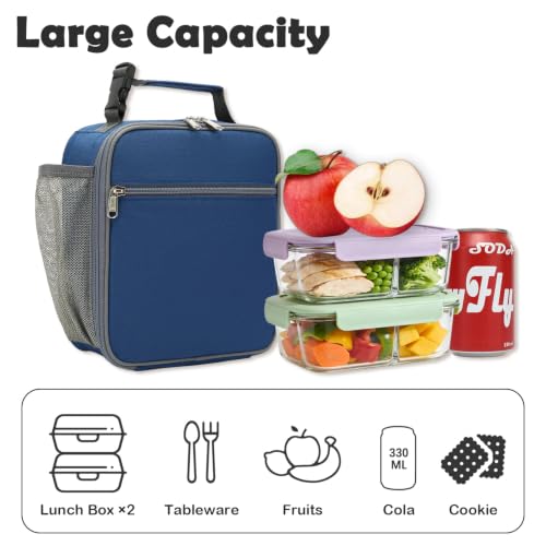FlowFly Kids Lunch box Insulated Soft Bag Mini Cooler Back to School Thermal Meal Tote Kit for Girls, Boys, Cyan - color: Cyan