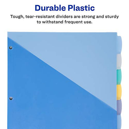 Avery Write & Erase Pocket Plastic Dividers for 3 Ring Binders, 8-Tab Sets, Multicolor, Tabs Viewable Beyond Sheet Protectors, 1 Set (16177)