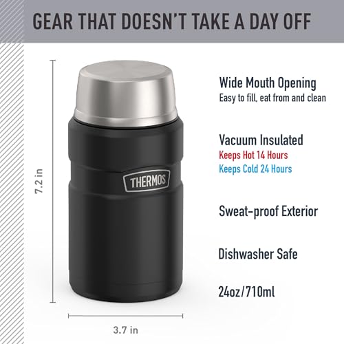 THERMOS Stainless King Vacuum-Insulated Food Jar, 24 Ounce, Matte Black - color: Matte Black, size: 24 Ounce