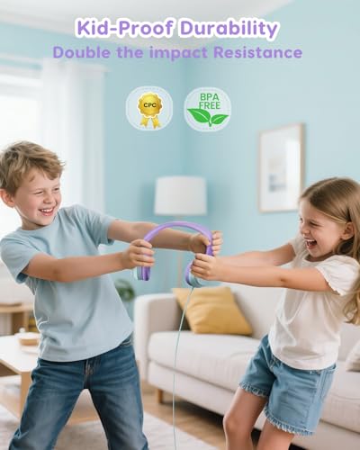 awatrue Kids Headphones, 74/85/94dB Volume Limiter, Foldable Wired Over Ear Headphones for Travel, 3.5mm Jack, Toddler Headphones for School, Chromebook, iPad, Tablet, Purple Green - color: ‌Purple-Green