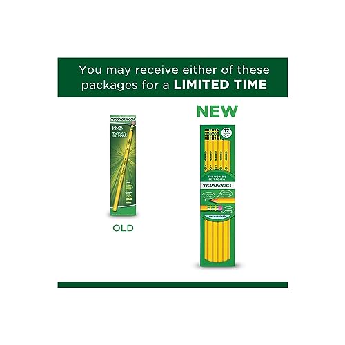 Ticonderoga Wood-Cased Pencils, Unsharpened, #3 H Hard, Yellow, 12 Count - size: 12 Count (Pack of 1), style: #3 Hard