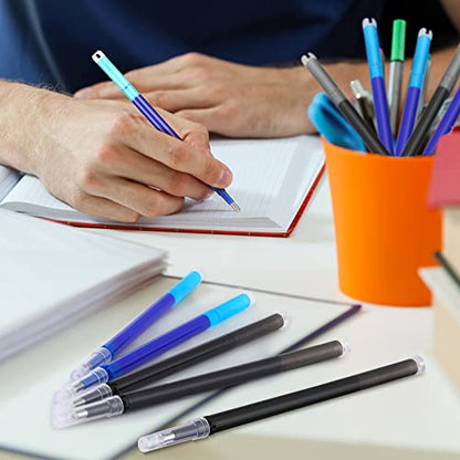 Zonon 24 Pcs 0.7mm Erasable Gel Ink Pen Refills Compatible with Frixion Friction Gel Ink Refills Medium Fine Point Erasable Pens Lead for Writing Planner and Crossword Puzzles(Black, Blue) - color: Black, Blue