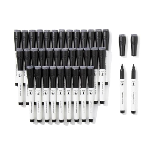 U Brands Dry Erase Markers Medium Tip Set, 36 Pack, Black, Whiteboard Pens with Medium Point and Built In Eraser Caps, Low Odor Ink, Dry Erase Markers For Classroom, Office, Or Home - style: 36 Count - Black