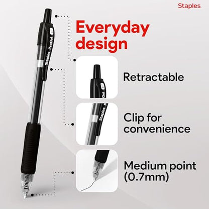 Staples ProGel Retractable Gel Pen, Fine Point, 0.7mm, Black Ink, 36/Pack (ST62097) - color: black, size: 36 Pack, style: Fine Point