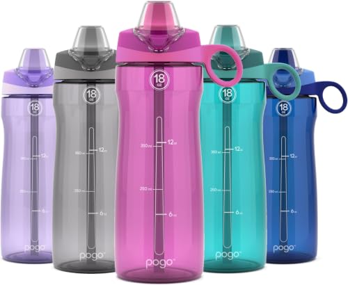 Pogo BPA-Free Tritan Plastic Water Bottle with Soft Straw Lid, 18 Oz, Fuchsia (Pack of 6) - color: Fuchsia (Pack of 6)
