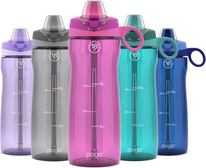 Pogo BPA-Free Tritan Plastic Water Bottle with Soft Straw Lid, 18 Oz, Fuchsia (Pack of 6) - color: Fuchsia (Pack of 6)