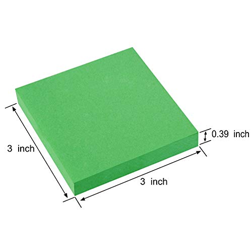 ZCZN 400 Sheets Pop-up Sticky Notes, 3 x 3 Inches, 4 Pads Bright Color Self-Stick Notes, 100 Sheets/Pad, Green - color: Green