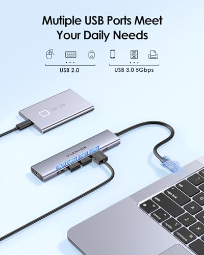 LENTION 6-in-1 USB C Hub, 4K@30Hz HDMI, 100W PD, 1 USB 3.0, 3 USB 2.0 | Ideal for Work & Study, Stable Driver 3.0 Certified, Compatible with macOS, iOS/iPadOS, Windows & ChromeOS (CH17, Space Gray) - color: Space Gray