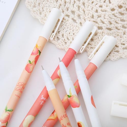 6pc-0.5mm Creative Peach Neutral Pen Full Needle Black Quick Drying Neutral Pen-Style mix hair