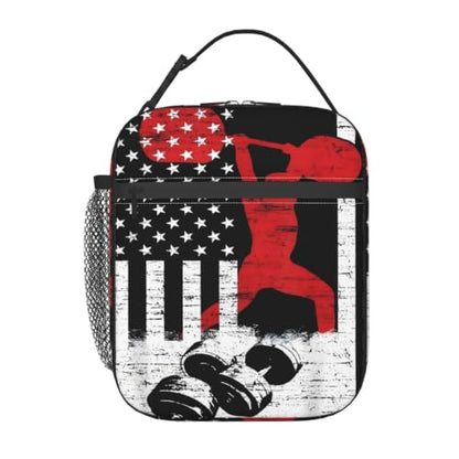 Weightlifting American Flag Lunch Bag 10In | Insulated Lunch Box Reusable Tote Bag For Picnic Office For Women Men - color: Style 4