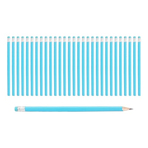 pson 30Pcs HB Graphite Pencils with Erasers, Unsharpened Round Triangular Grip Pencils for School, Office, Drawing, Sketching, and Writing(Blue) - color: Blue