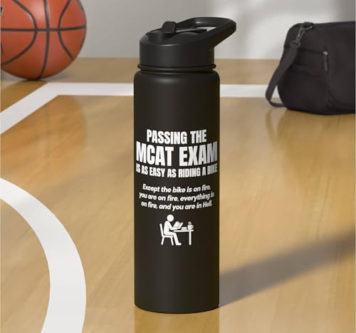 MCAT exam funny pre medical student Stainless Steel Insulated Water Bottle - color: Black