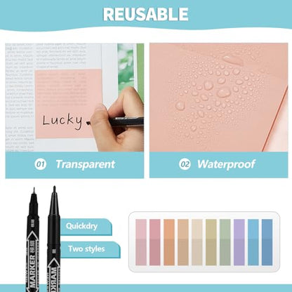 Jutom 39 Pcs Aesthetic Book Annotation Kit Highlighter with Case Bag Gel Pen Transparent Sticky Note Taking Bible Supplies(Light Blue,Classic Style) - color: Light Blue, style: Classic Style
