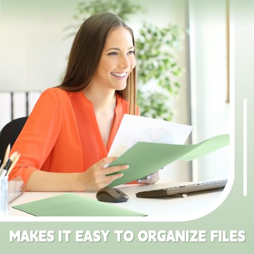 Gueevin 72 Pack Plastic Folder with Pockets, 2 Pocket Folders, Plastic Glossy Folders Fit Letter Size Paper, Heavy Duty Durable File Folder with Business Card for Home Office School (Sage Green) - color: Sage Green