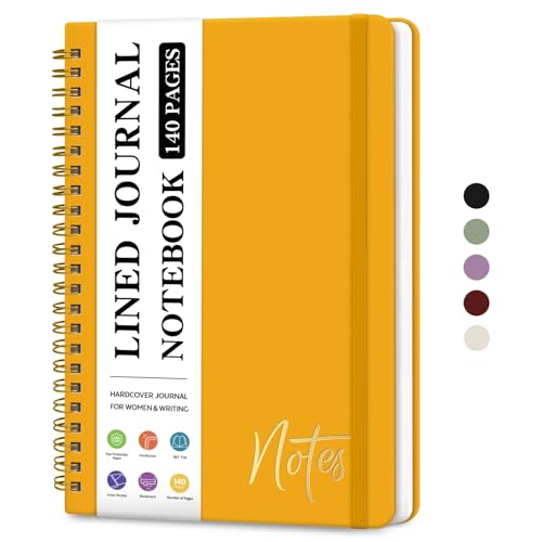 ZOTIA Lined Spiral Journal Notebook for Women, A5 College Ruled Journals for Writing, Hardcover Notebooks for Work, Note taking and Office School Supplies,140 Pages - Yellow - color: N-Yellow