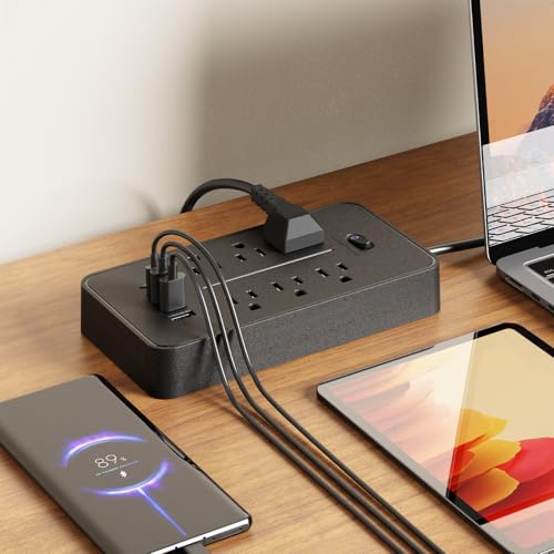 Compact 78 Inch Cord Desktop Power Strip 11 Ports with USB PD Charging Station for Work Setup