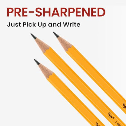Taja 150 Pack #2 HB Pencils, Bulk Pre-Sharpened Wood-Cased Pencils with Erasers, Large Pack Writing & Drawing Pencils for School Classroom Testing, Yellow - color: Yellow