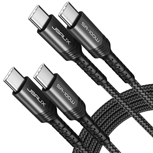 JSAUX 100W USB C to USB C Cable for iPhone 17, USBC Type C Charge Cord 5A Fast Charging Compatible with iPhone 17 Air 16 15 Pro Max Samsung Galaxy S25 S24 MacBook iPad Carplay (2-Pack, 3.3ft) Black - color: Black, size: 3.3FT+3.3FT
