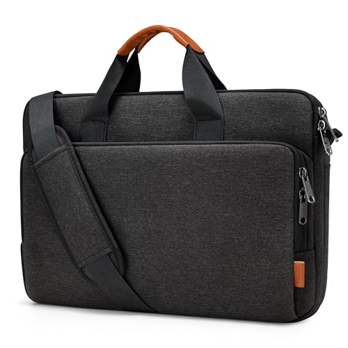 bagasin 15 15.6 16 inch Laptop Bag Carrying Case | Water-Repellent Fabric Computer PC Shoulder Briefcase, Lightweight Toploader, Business Casual or School - color: Black, size: 15.6-16