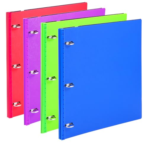 WOT I 4-Pack Telescoping 3 Ring Binder(0.75"), Expandable Flexible Binder - Patented Design for Easy Portability, Holds 8.5"x11" Paper, Perfect for School, Office&Home Organization - color: Bold Assortment -No Front Cover, size: 0.75 Inch