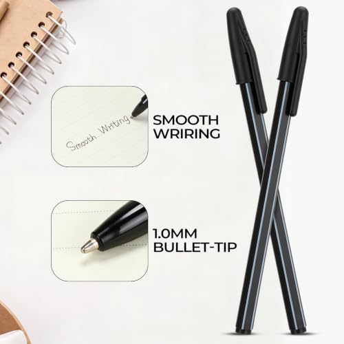 Sayglossy 150 Pcs Ballpoint Pens Bulk, Black Ink, Medium Point 1.0mm Pens Bulk Daily Bullet Tip Smooth Writing Pen for School Office Home Business Students Teachers Supplies