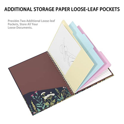 Rimilak Spiral Clipboards Folio with Refillable Lined Notepad, 14.5 x 9.8 In, Hardcover Cover with 5 Interior Pockets, Elastic Band and Pen Loop Series. Cute Stylish Clipfolio, Daisy Flower - color: Daisy Flower