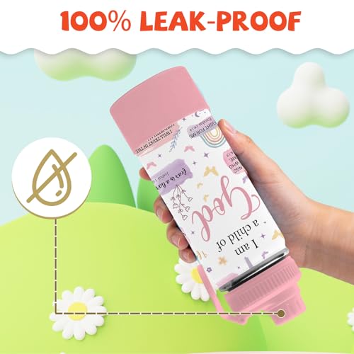 Christian Gifts for Women - 18oz Child of God Water Bottle with 2 Lid, Pink Stainless Steel Insulated Water Bottle, Leak Proof, BPA-Free, Animals Cup for School, Travel, Gift Cup for Teens Women - color: Pink God