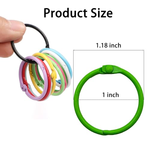 50pcs 1 inch Metallic Binder Rings for Index Cards Flashcards, 10 Colors Small Colorful Metal Steel Book Notebook Paper Rings Keychain Key Rings for School Office Home (50, 1 inch)