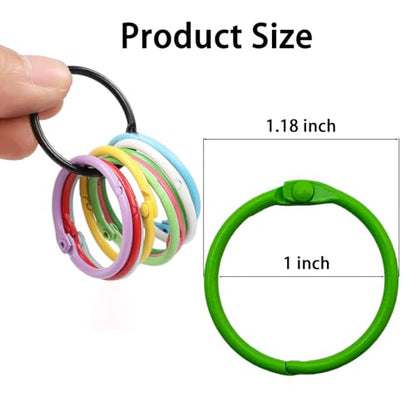 50pcs 1 inch Metallic Binder Rings for Index Cards Flashcards, 10 Colors Small Colorful Metal Steel Book Notebook Paper Rings Keychain Key Rings for School Office Home (50, 1 inch)