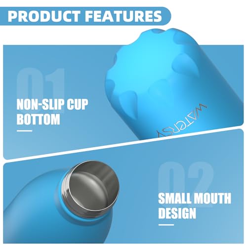 WATERSY Stainless Steel water bottles,17oz/500ml Insulated Water Bottles,Blue metal water bottle Keeps Drink Cold and Hot,BPA Free kids water bottles for School,Gym,Travel,Sports - color: Blue