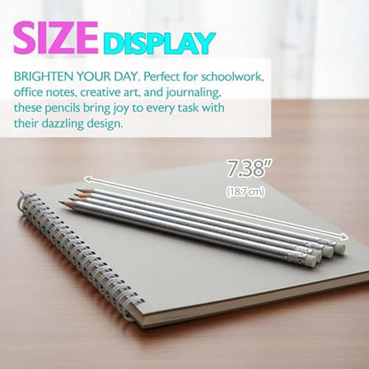 BAZIC PRODUCTS Iridescent Holographic #2 Pencils, Eraser, 8 Count, 2-Pack | Holographic shimmer barrels; #2 HB lead; eraser tops; school; gifts; party favors; fun everyday writing - size: 1 Count (Pack of 2)