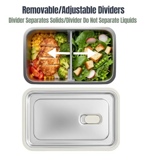 Modaniam Stainless Steel Bento Box, Stainless Steel Lunch Box for Adults, 42 OZ, Metal Lunch Box, Lunch Containers with Compartment, Vanilla, Leak Proof - color: Vanilla: 42 OZ Lunch Box Set