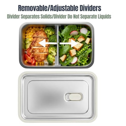 Modaniam Stainless Steel Bento Box, Stainless Steel Lunch Box for Adults, 42 OZ, Metal Lunch Box, Lunch Containers with Compartment, Vanilla, Leak Proof - color: Vanilla: 42 OZ Lunch Box Set